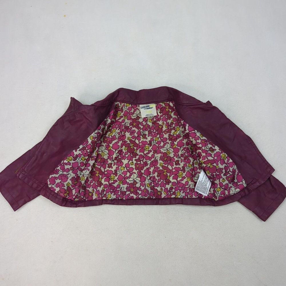 Purple Leather Jacket 12M From OshKosh Girls Full Zip Leather Jacket - Picture 4 of 5